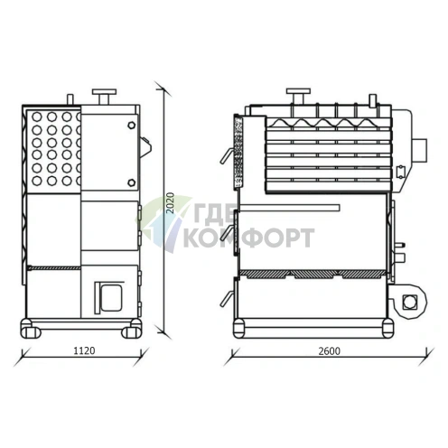 Твердотопливный напольный одноконтурный котел Kentatsu Furst Vulkan Max SR-450 - фото 2