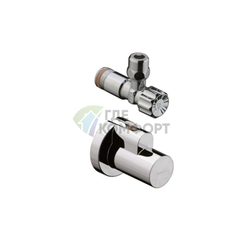 Элегантный угловой смеситель Hansgrohe с декоративной накладкой в хроме (13954000) - фото 1