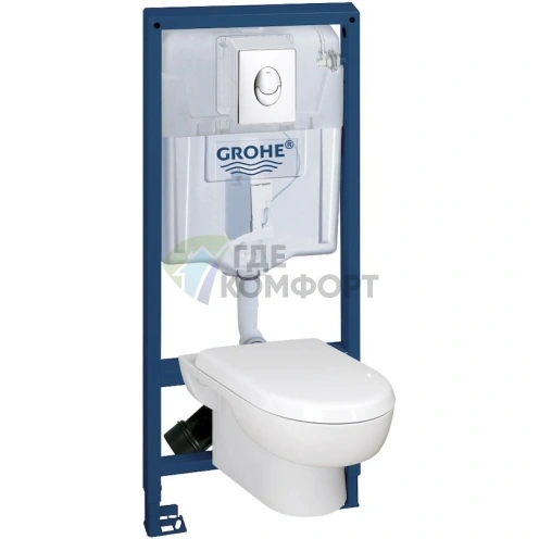 Grohe Solido 39191000: Комплект подвесного унитаза с инсталляцией и кнопкой — немецкое качество и стиль - фото 2