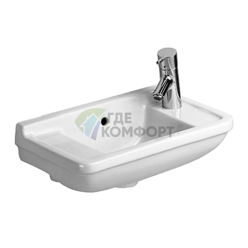 Белая подвесная раковина Duravit Starck 3 500x260 мм с переливом и отверстием слева (751500009) - фото 1