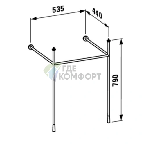Консоль для раковины Laufen Kartell 810334/5, 535×440×790 мм, хром (3.8533.5.004.000.1) - фото 2
