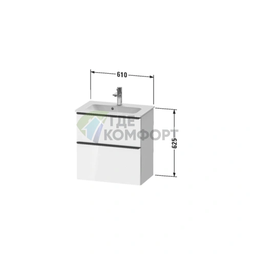Подвесная тумбочка Duravit D-Neo Compact, Black Oak, 610 мм (DE436801616) - фото 2