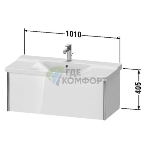 Раковина Duravit P3 Comforts для мебели 1050x500 мм, белая, с отверстием под смеситель (2332100000) - фото 4