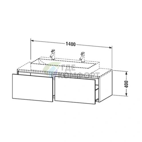 Подвесная тумба Duravit XSquare 1400 мм с двумя ящиками, белая глянцевая (XS4905M2222) - фото 2