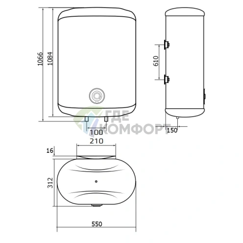 Водонагреватель накопительный электрический Royal Clima GEMMA Inox RWH-GI100-FS - фото 2