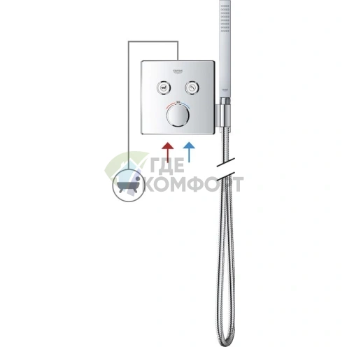 Термостат Grohe Grohtherm SmartControl для ванны с душем - фото 3