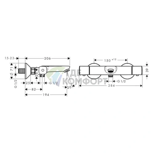 Термостат Hansgrohe Ecostat Universal для ванны с душем - фото 2