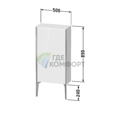 Подвесной шкаф Duravit XViu 89x50 см, тёмный орех/чёрный матовый, со стеклянными полками (XV1306LB221) - фото 2