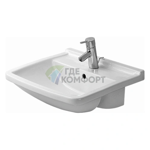 Полувстраиваемая раковина Duravit Starck III 55x46 см с переливом, белая (310550000) - фото 1