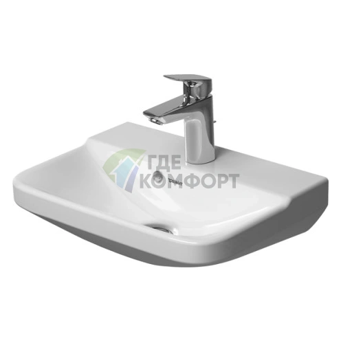 Раковина 0716450060 Duravit P3 Comforts для рук с перел Без отв под смеситель вкл заглушку для перелива хром 450x320мм Цвет Белый - фото 1