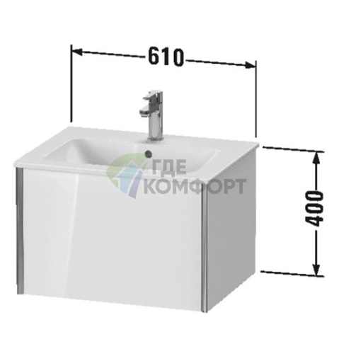 Раковина Duravit ME by Starck накладная с переливом и отверстием под смеситель 630x490 мм белая (2336630000) - фото 4
