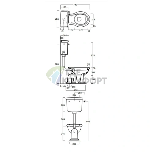Бачок для унитаза SIMAS Lante LA01/LA02 для низкой трубы, 42x20,5 см, белый (LA28bi) - фото 2