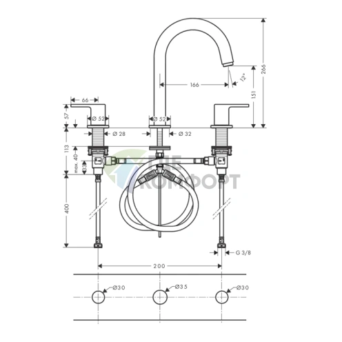 Смеситель для раковины Hansgrohe Vernis Shape с донным клапаном, хром (71563000) - фото 2