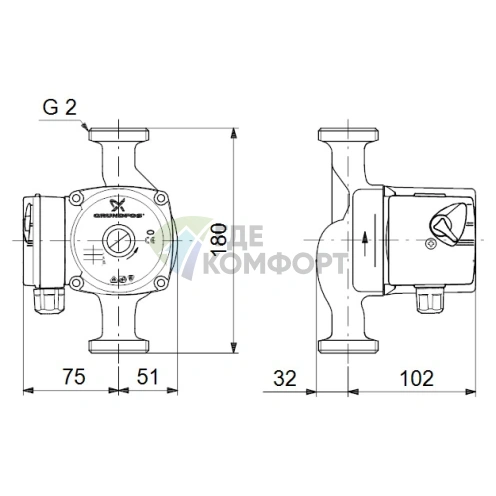 Циркуляционный насос Grundfos UPS 32-70 180 - фото 4