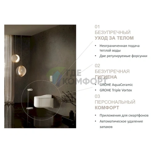 Комплект подвесного унитаза Grohe Sensia Arena с инсталляцией и системой устранения запахов - фото 9