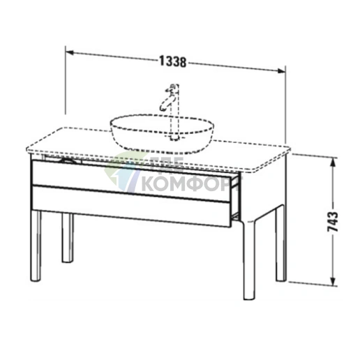 Напольная тумба Duravit Luv, 743x1388x570 мм, с выдвижным ящиком, цвет белый шелковисто-матовый (LU956103636) - фото 2