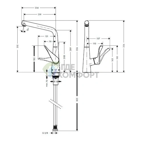 Смеситель для кухни Hansgrohe Metris 14822800 - фото 3