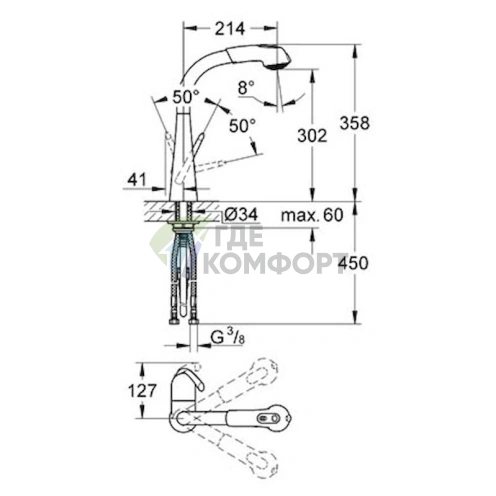 Смеситель для кухни Grohe Zedra 32553SD0 с выдвижной лейкой - фото 4