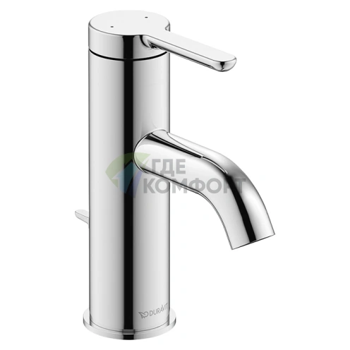 Смеситель для раковины Duravit C.1, 1 отверстие, донный клапан, излив 91 мм, хром (C11010001010) - фото 1