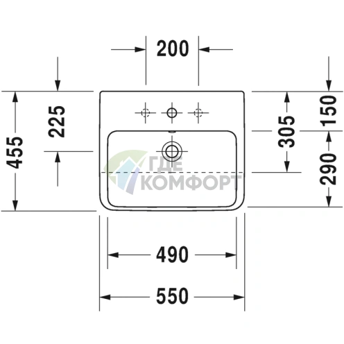 Раковина Duravit ME by Starck для встраивания в столешницу 550x455 мм, белая (378550030) - фото 2