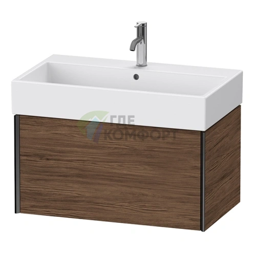 Тумба подвесная Duravit XViu для раковины 235080, 1 ящик, цвет walnut dark/черный матовый (XV42360B221) - фото 1