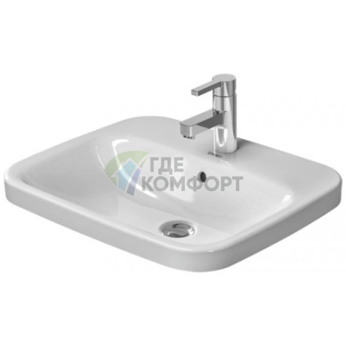 Раковина Duravit DuraStyle 560x455 мм: Встраиваемая сверху с переливом, белая, 1 отв. под смеситель (374560000) - фото 3