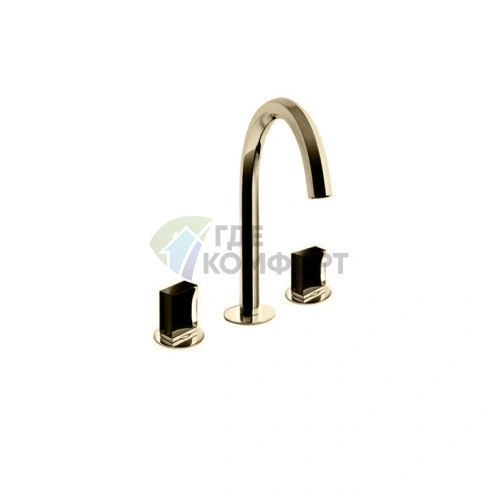 Смеситель для раковины Fantini Venezia с донным клапаном, 3 отверстия, цвет Matt British Gold (29 P6 N404S) - фото 1