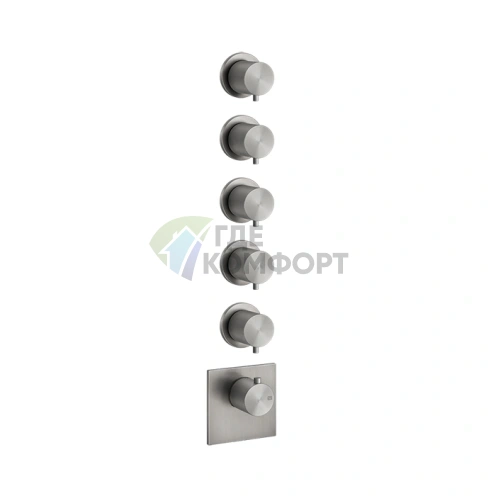 Термостатический смеситель GESSI на 5 источников, цвет Steel Brushed (54510#239) - фото 1