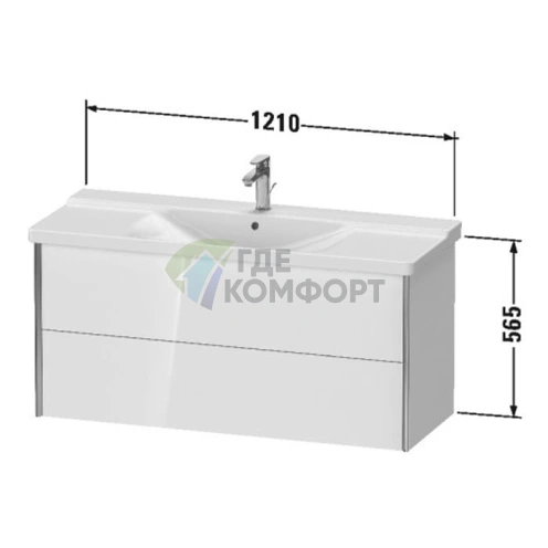 Раковина Duravit P3 Comforts для мебели с переливом 1250x500 мм белого цвета (2332120000) - фото 4