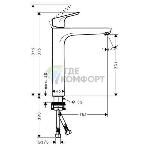 Смеситель для раковины Hansgrohe Focus с высоким изливом, хром (31532000) - фото 2