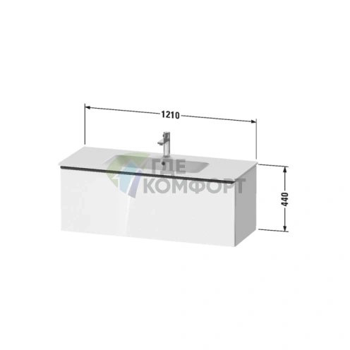 Тумбочка подвесная Duravit D-Neo 440x1210x462 мм с 1 ящиком, белая высокоглянцевая (DE426402222) - фото 2