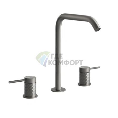 Смеситель для раковины GESSI 316 на 3 отверстия без донного клапана, сталь матовая (54111#239) - фото 1