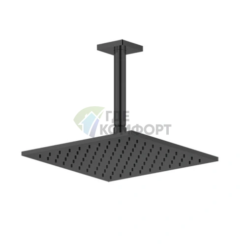 Потолочная душевая головка GESSI Rilievo 250x250 мм, длина 105-1855 мм под заказ, цвет Nero XL (59159#299) - фото 1