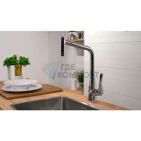 Смеситель Hansgrohe Metris 14820000 для кухни: выдвижная лейка и универсальный монтаж - фото 3