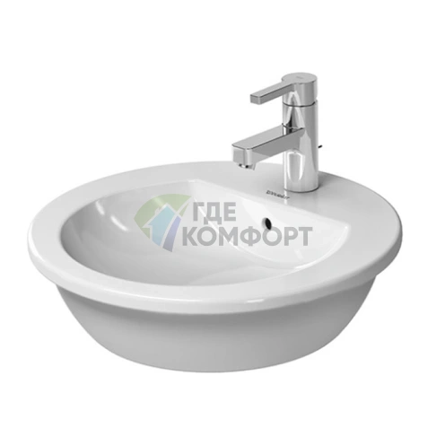 Раковина Duravit Darling New 470 мм белая шлифованная с креплением и полкой под смеситель (497470000) - фото 1
