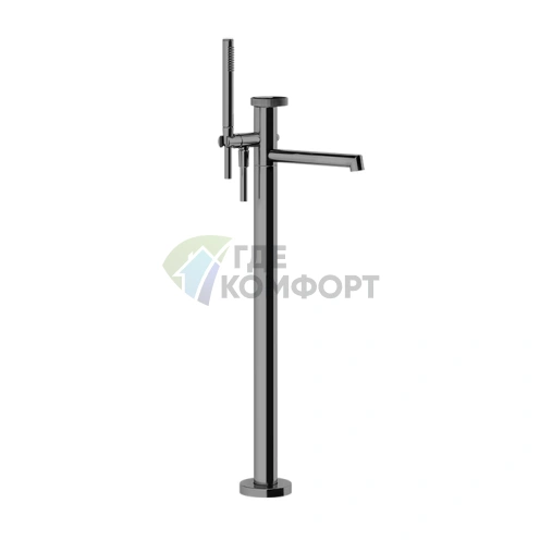 Напольный смеситель для ванной GESSI Anello Black Metal Brushed PVD (без картриджа) (63328#707) - фото 1