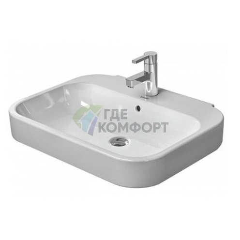 Раковина DURAVIT Happy D2 60x47.5 см белая с отверстием под смеситель (2316600000) - фото 1