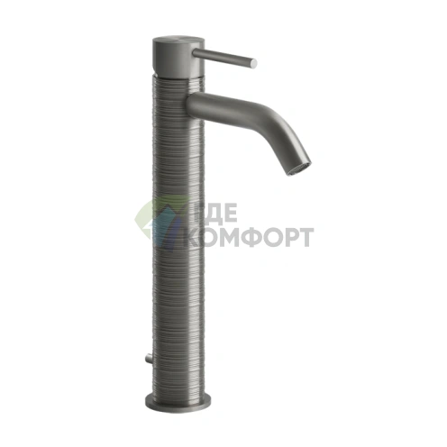 Смеситель для раковины GESSI 316 высокий, сталь матовая, с донным клапаном (54304#239) - фото 1