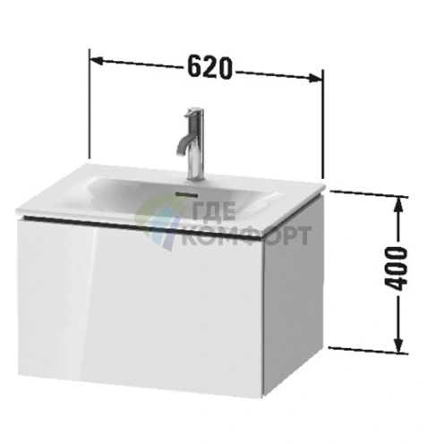 Тумба подвесная Duravit L-Cube White High Gloss 400x620x481 мм (LC613502222) - фото 2