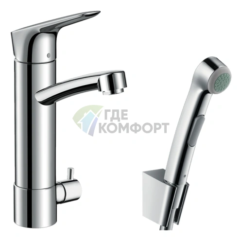 Набор для биде Hansgrohe Logis: смеситель для раковины и душ бидетте, хром (31515000) - фото 1