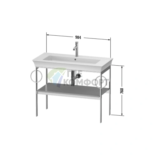 Консоль напольная Duravit White Tulip металлическая белая высокоглянцевая 760x984x450 мм с полкой (WT4547B8585) - фото 2