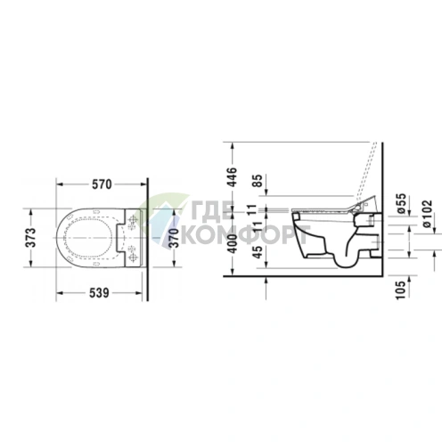 Подвесной унитаз Duravit ME by Starck SensoWash с функцией биде, белый (2528590000) - фото 2