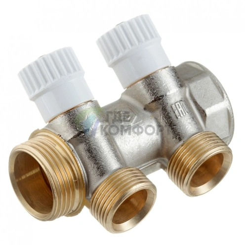 Коллектор распределительный Stout (SMB 6851 013402) 1 ВР(г) х 2 выхода 3/4 НР(ш) ЕК х 1 НР(ш) - фото 5