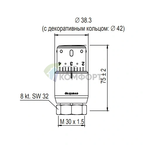 Термостат Uni SH 7-28C с жидкостным чувствительным элементом, белый Oventrop - фото 4