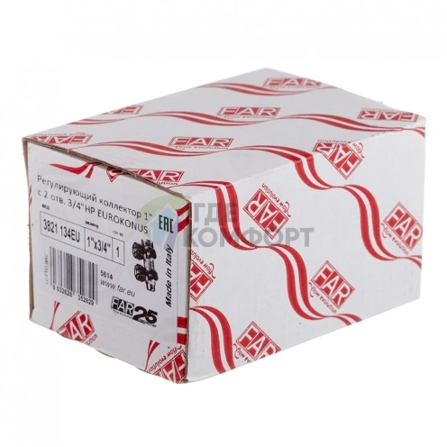 Коллектор Far (FK 3821 134) 1 ВР(г) х 2 выхода 3/4 НР(ш) ЕК х 1 НР(ш) регулируeмый (ФАР) - фото 2