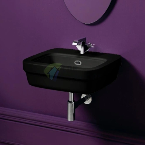 Раковина SIMAS Evolution 53x45 см с отверстием под смеситель черного цвета - фото 1
