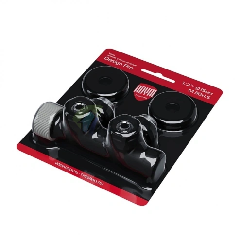 Узел нижнего подключения термостатический угловой Royal Thermo Design Pro 15мм М30х1,5 Черный (HC-1646653) - фото 2