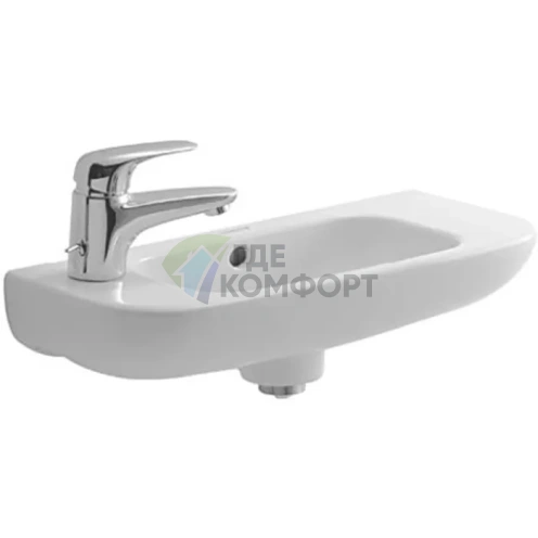 Раковина Duravit D-Code белая с переливом и отверстием под смеситель справа 500x220 мм (7065000082) - фото 1