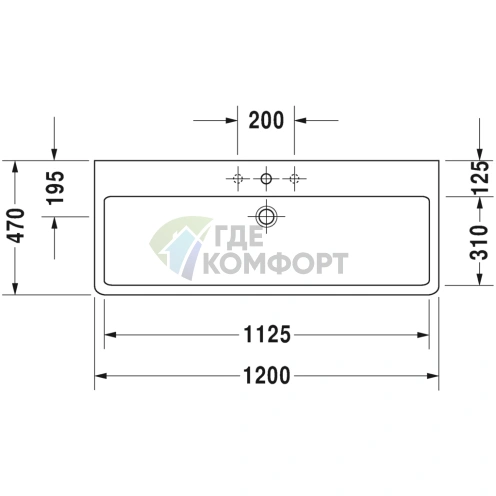 Раковина Duravit Vero для мебели без перелива, 1200x470 мм, белый (454120041) - фото 2