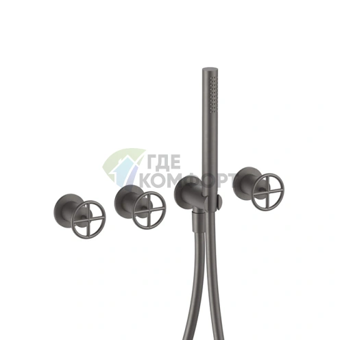 Смеситель для ванны Fantini Fontane Bianche встраиваемый с ручным душем цвет Matt Gun Metal PVD (47 P5 P017B) - фото 1